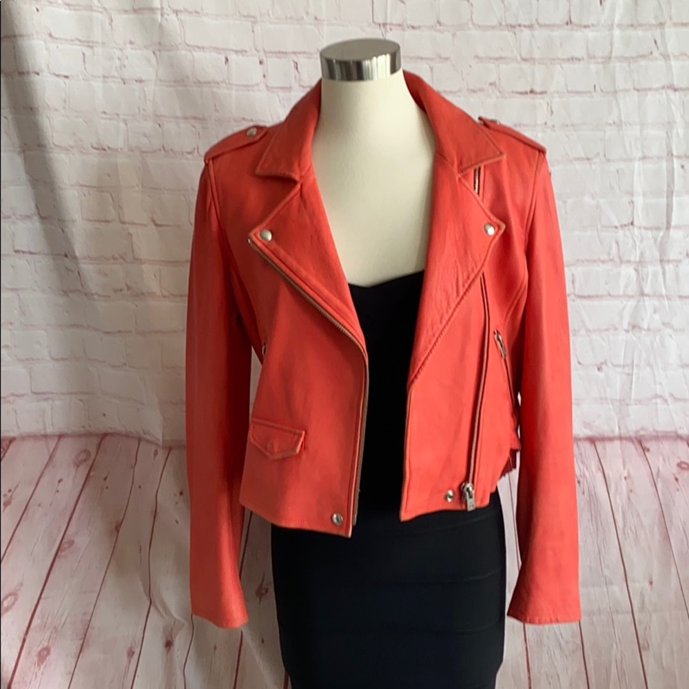 IRO ashville leather jacket in Coral
